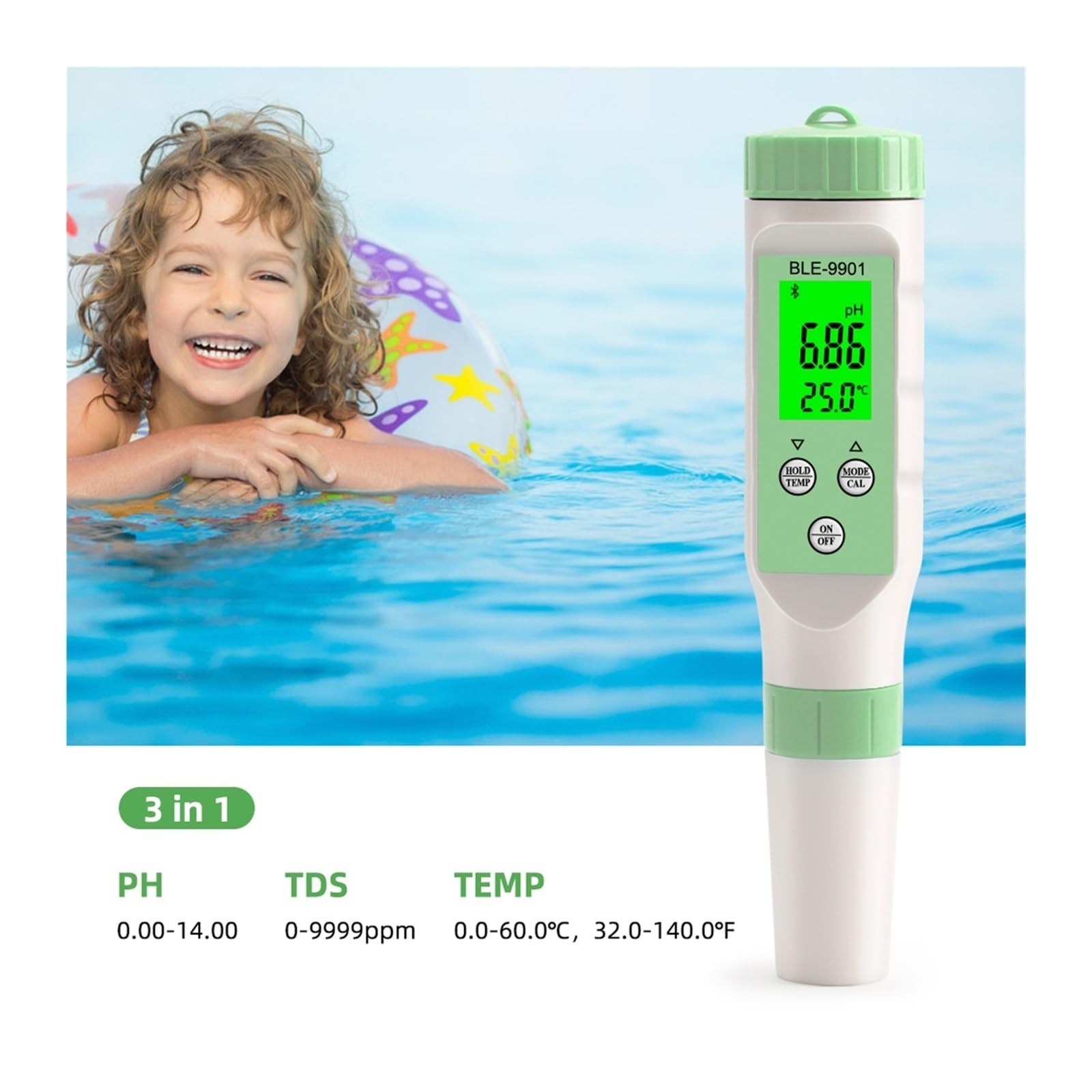 Tester TDS per Acqua, PH EC TDS Temp Salinity Meter Digital Drinking Water Quality Tester Smart Online Monitor App Control for Aquarium Pool Test per Acqua Potabile(PH EC TDS Temp)