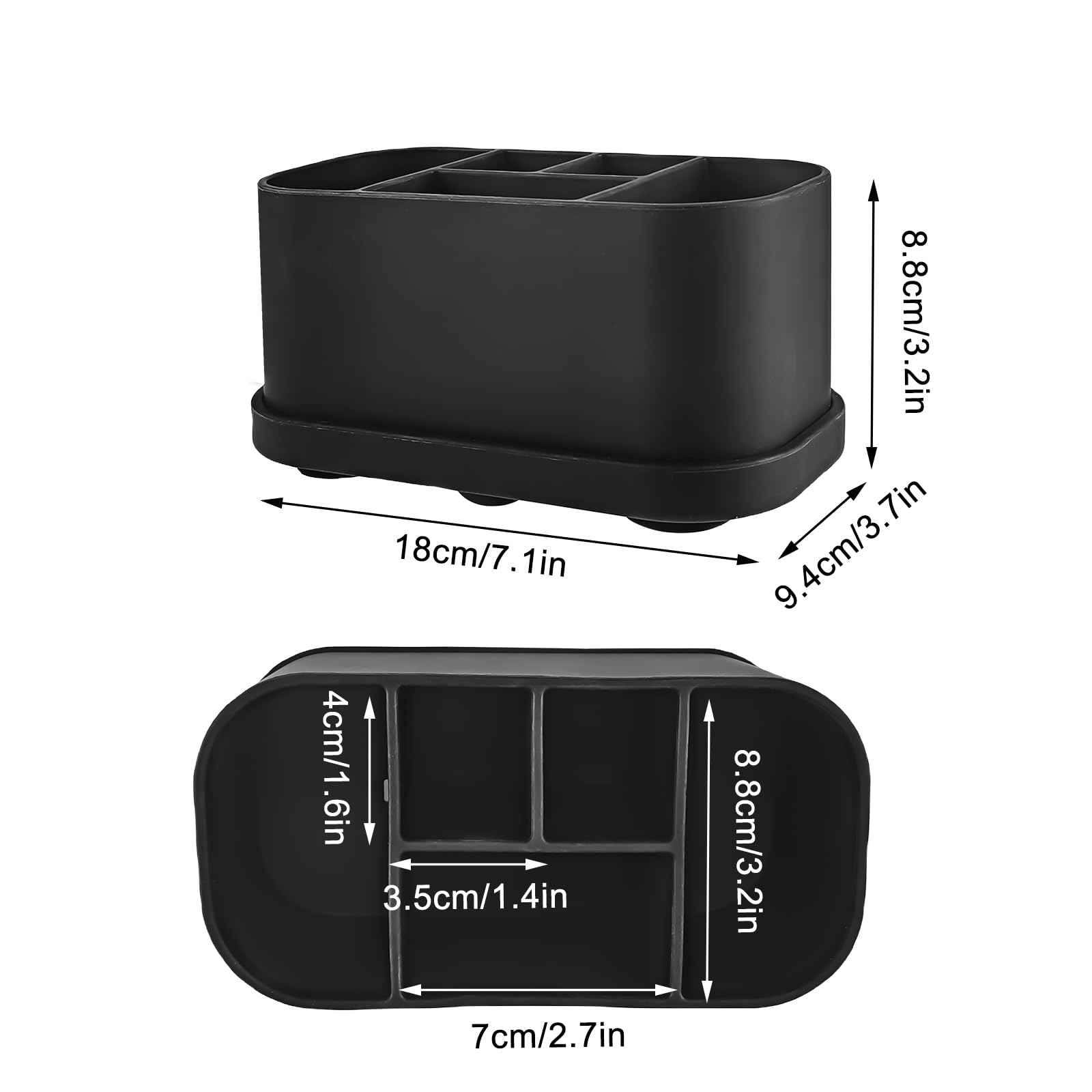 MumdoYAL Badezimmer Organizer Schwarz - 5-Fach Zahnbürstenhalter Mit Abnehmbaren Trennwänden