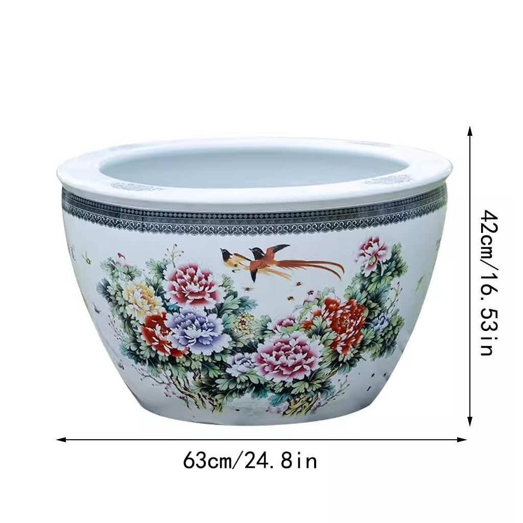 Acuario Tanque de Peces Decorativo de cerámica for Exteriores, Lavabo de cría de Lirios de Agua de Loto, Patio, jardín, decoración de peceras Pecera Pequeña (Size : 63cm)