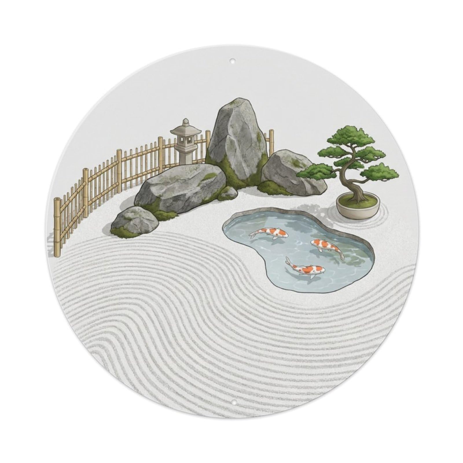 Galvaxio Style Japanese Koi Fish Rock Garden Dry Landscape Metal Tin Sign
