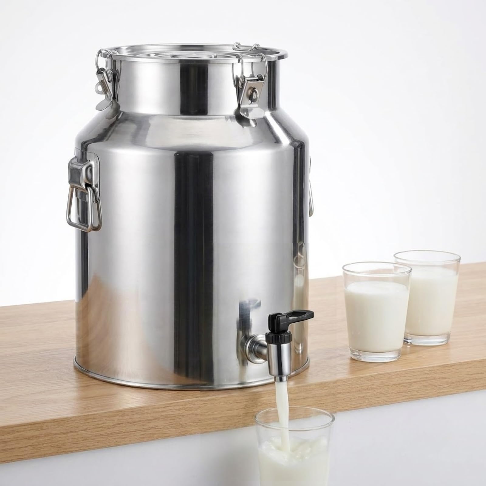 Jarra de Leche de Acero Inoxidable con Tapa Sellada y Grifo