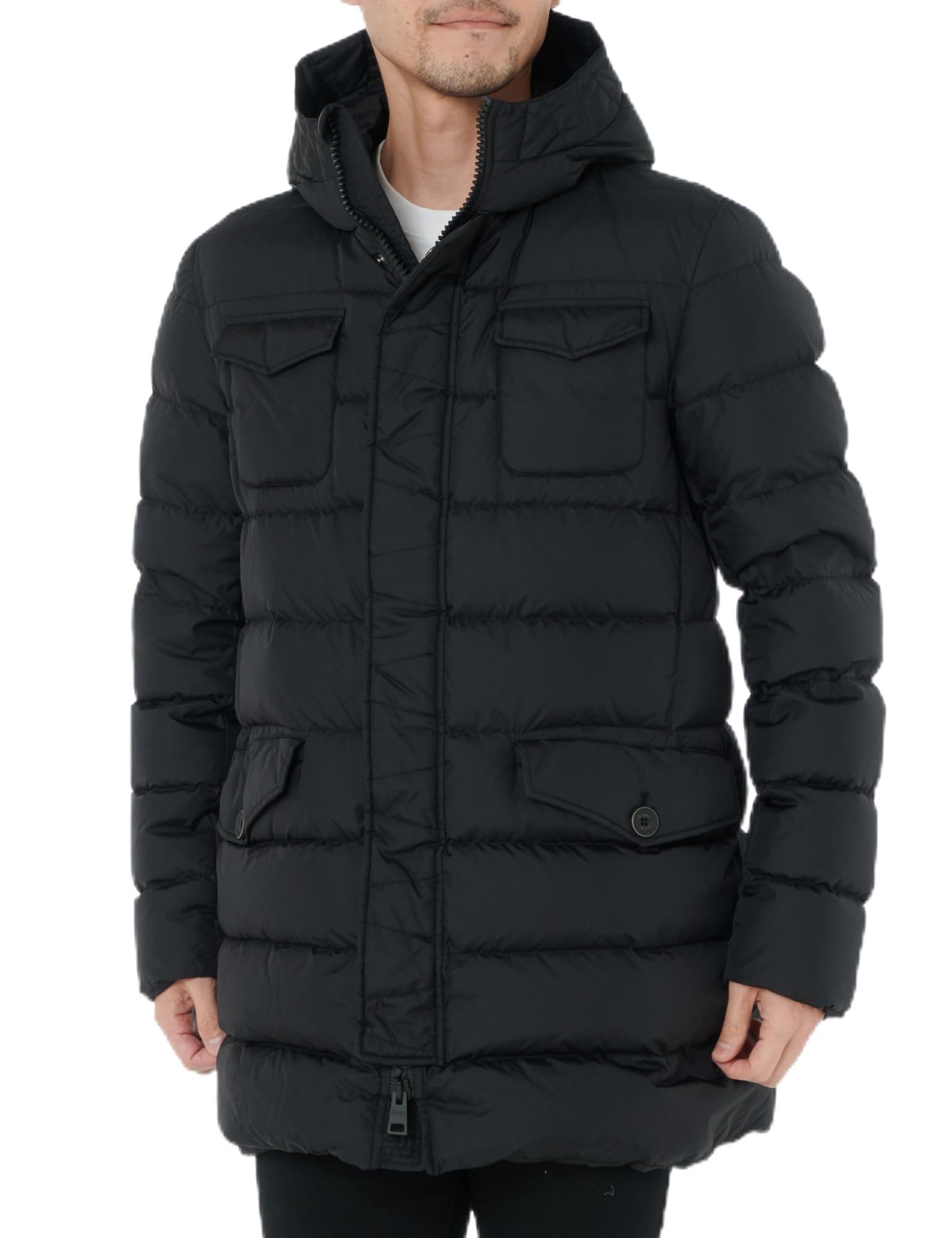 【公式・定番】強はっ水ナイロン 4ツポケットフード付きダウンコート