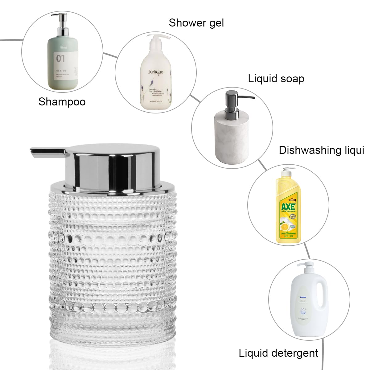 Juego de accesorios de baño, soporte de vidrio para cepillos de dientes y dispensador de jabón para baños, dispensador de jabón de manos espumoso, soporte para cepillo de dientes y pasta de