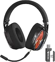 ATTACK SHARK L60 Fone de ouvido sem fio ultraleve para jogos,2.4GHz com receptor USB A e tipo C/BT/com fio,multiplataforma,bateria de mais de 40 horas,microfone removível para PC/PS5/PS4/Switch(Preto)
