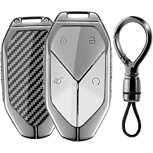 Key Case Key Cover Compatible with BYD Leopard 5 Bao 5 Bao 8 Denza B8 B5 2024 2025 2026 Metal Car Key Case Key Protector Key Fob 4 Buttons Carbon Fibre Black