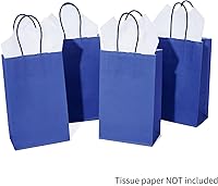 Vista 9 de DjinnGlory Paquete de 100 pequeñas bolsas de regalo de papel azul marino con asas (azul náutico) de 9 x 5.5 x 3.15 pulgadas para boutiques, bodas