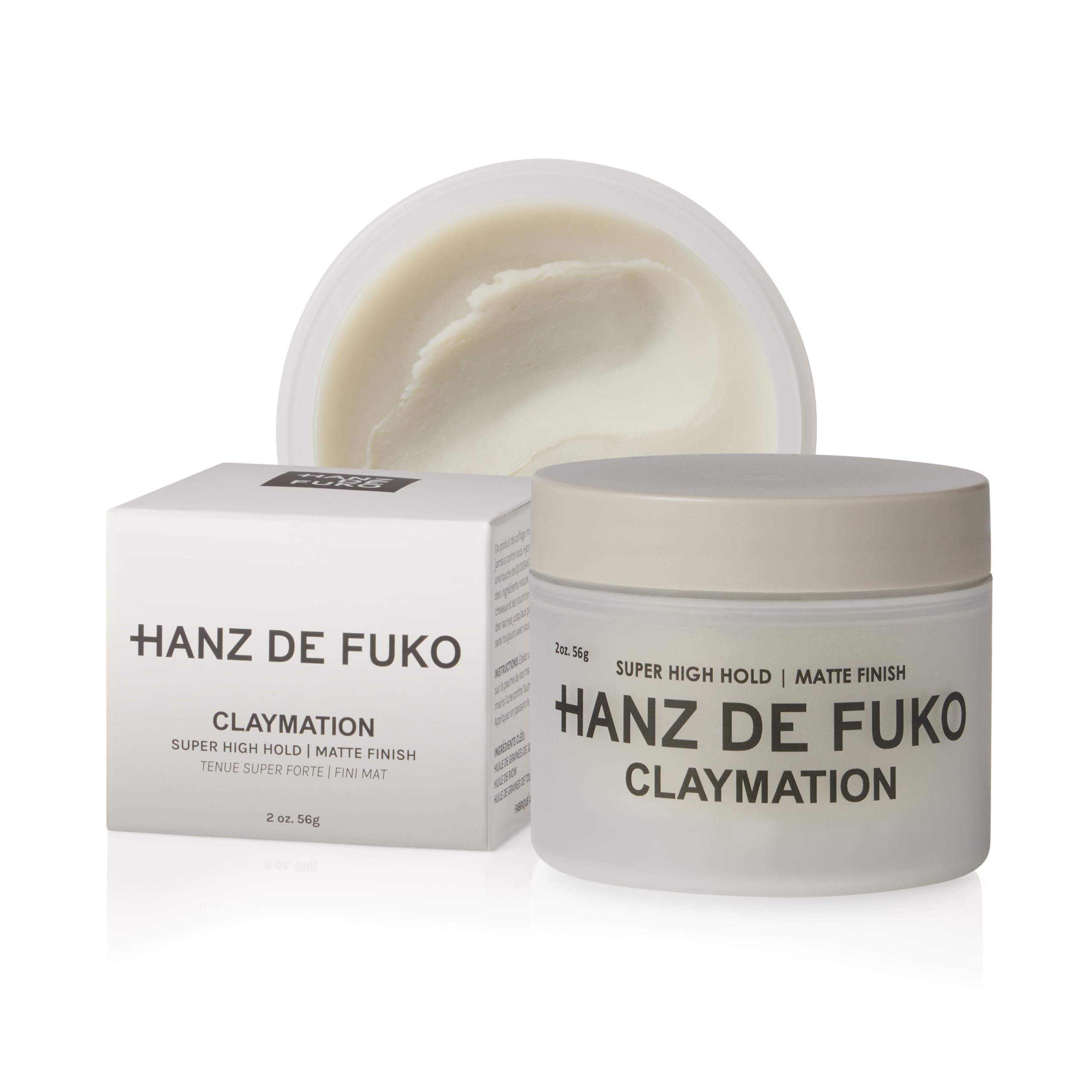 Hanz de Fuko Premium Hair Styling Claymation: High Performance Hair Styling Clay with a Matte Finish 56g/53.33ml