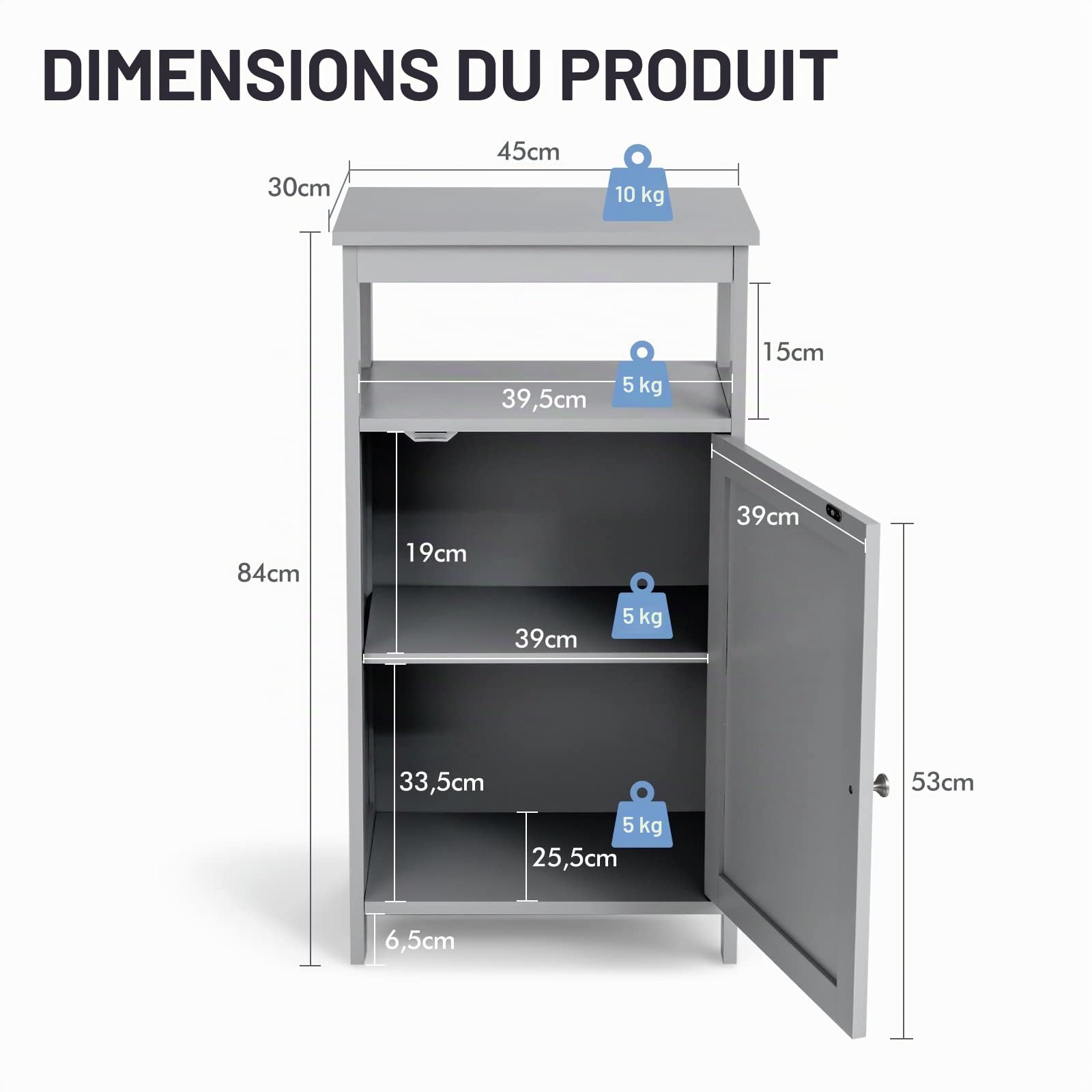 LIFEZEAL Armoire de Salle de Bain Peu Encombrante avec 1 Porte et 1 Étagère