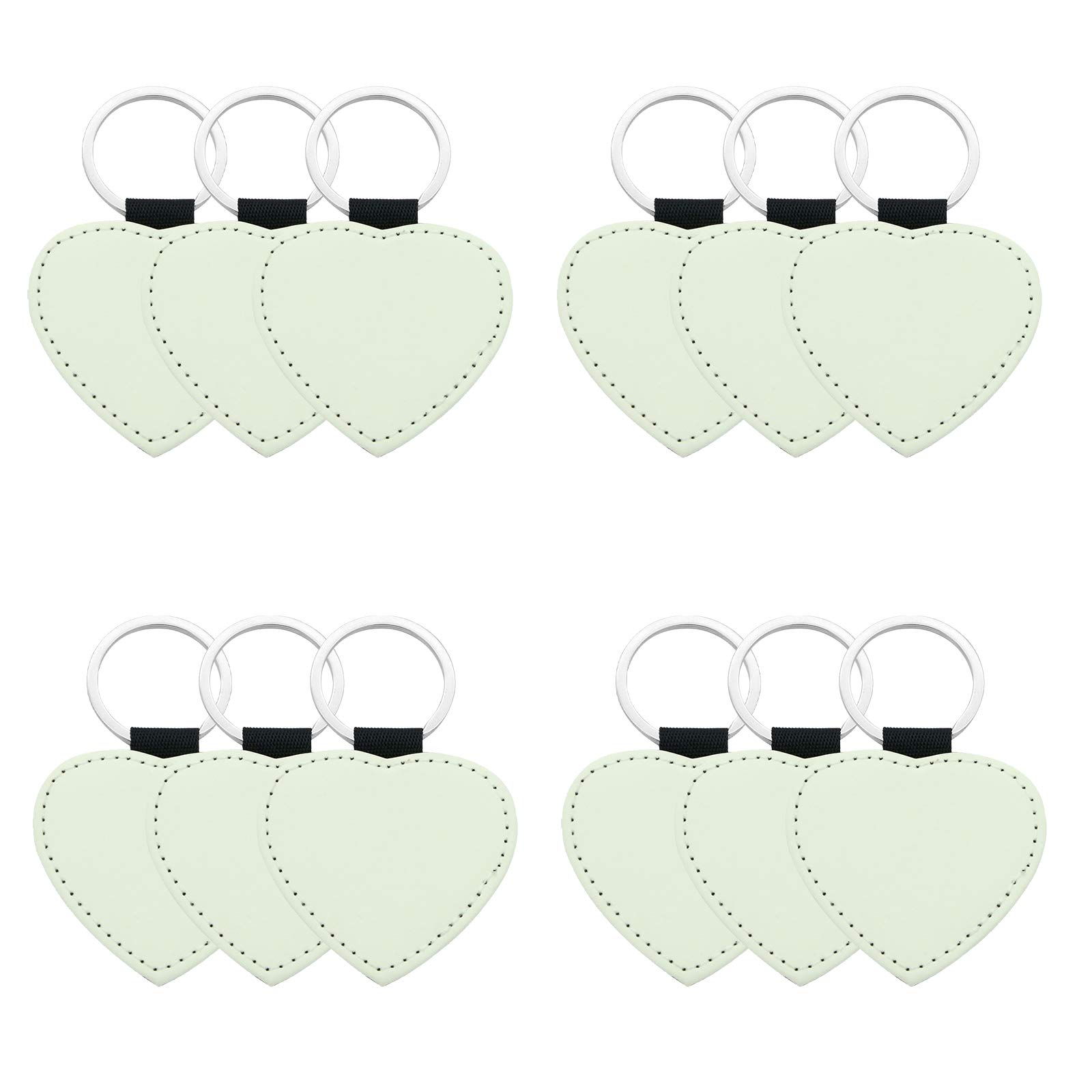 12 Pcs Sublimation Blank Keychains,PU Leather White Keychains Ornament Pendants for Man Women Crafts Heat Transfer