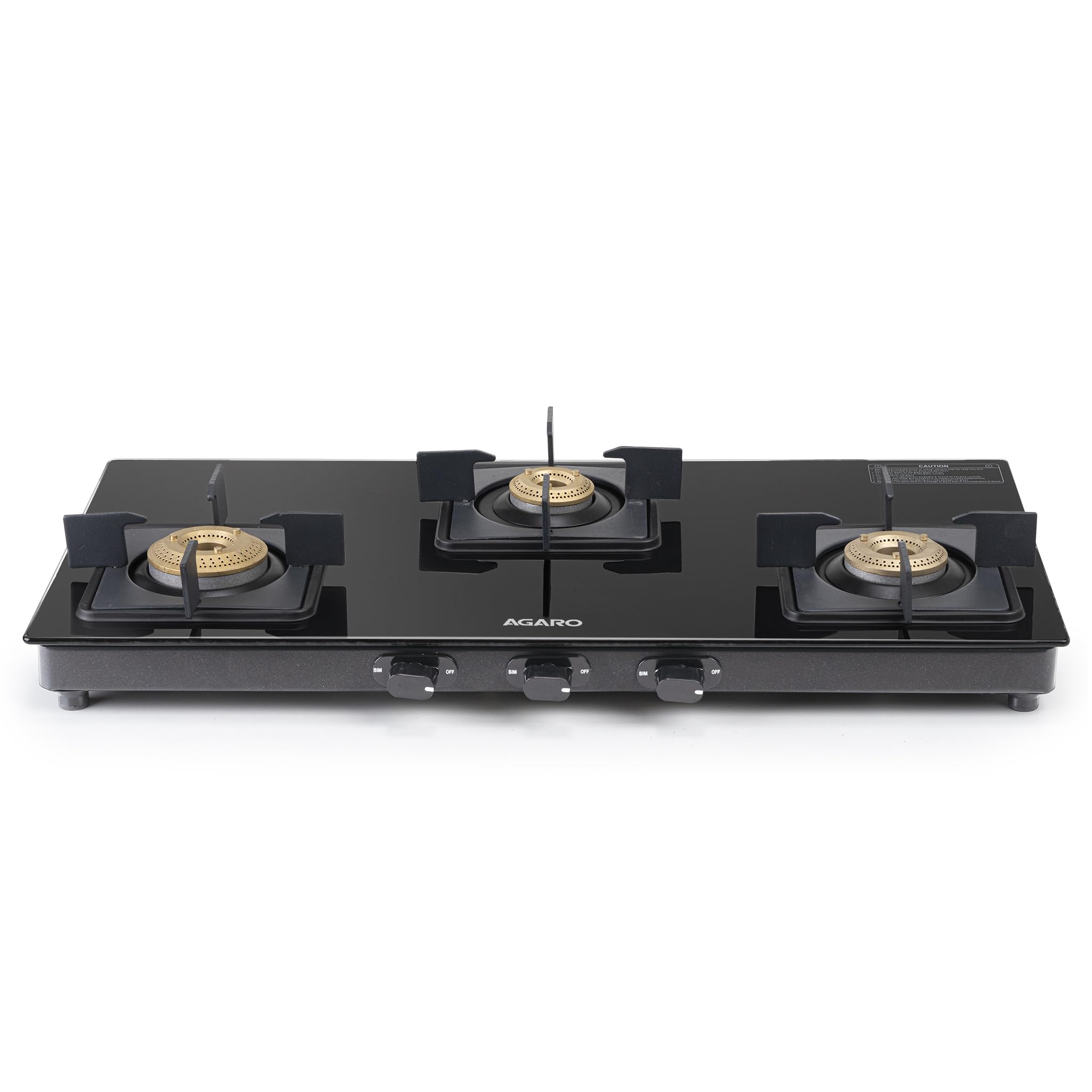 AGARO Regency 3 Burners Gas Stove, Toughened Glass Top, Brass Burners, 1 Small, 1 Medium & 1 Big Size Burner, Spill Proof Removable Drip Tray, Manual Ignition, Kitchen Use, Regular Cooking Use, Black-image-32