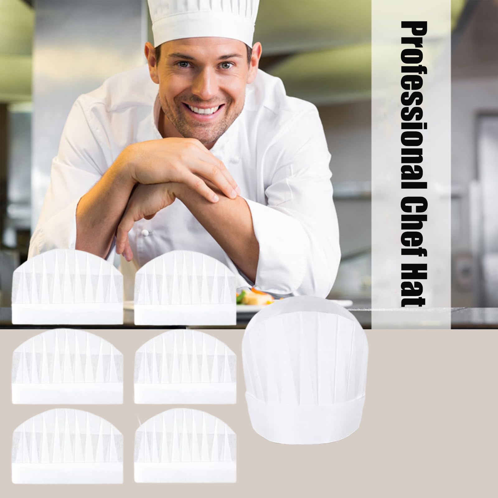 15 Pack Einweg Kochmütze Set, kochmütze Papier, verstellbare Kuppel-Konditorei-Kochmütze, 9 Zoll für Home Küche, Restaurants