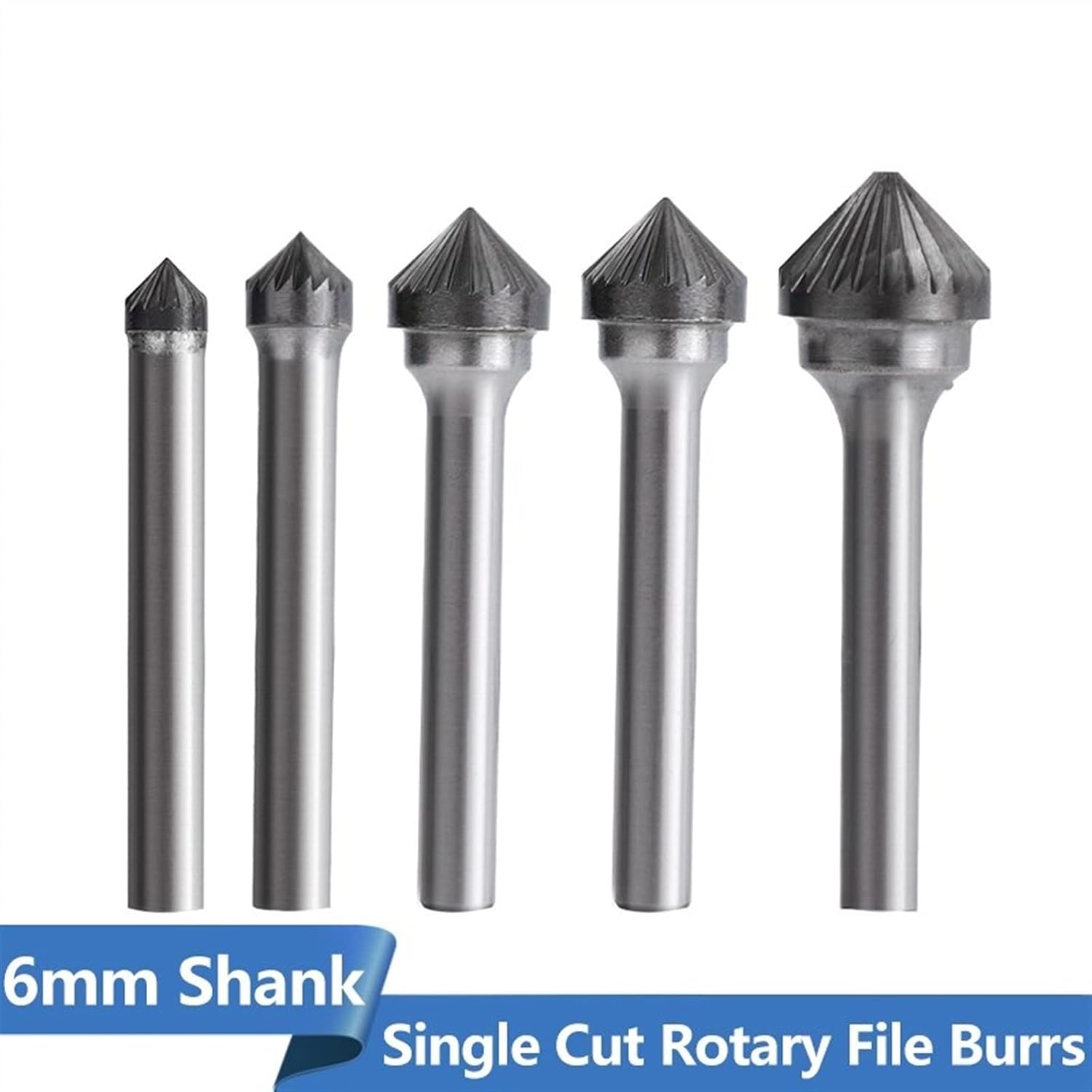 Rotary File Burrs 6mm Shank Single Cut Carbide Burr Bit Type K Milling for Metal Woodworking Tool 1Pcs(8x16mm)