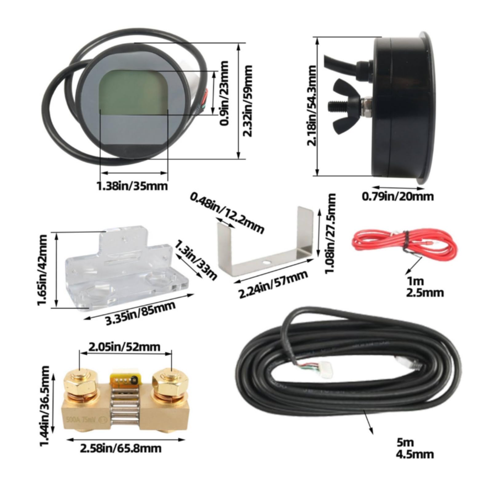 Compteur -120V En Laiton Robuste Moniteur Bloc D'alimentation à Écran Rétroéclairé Polyvalent Compteur pr Bateau