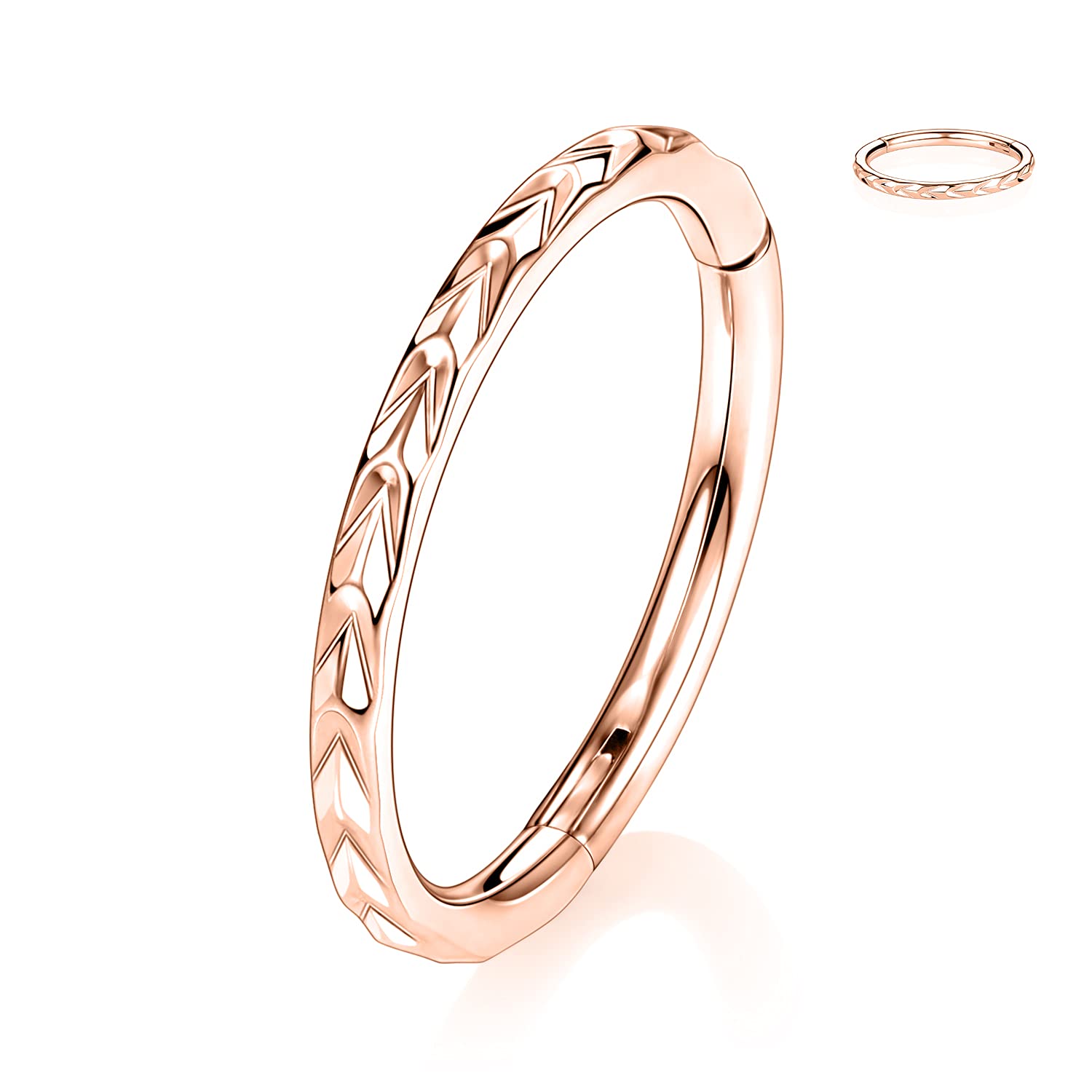 hengkaixuan CZ/Opal Nose Rings Conch Jewellery Septum Clicker 316L Surgical Steel Segment Ring Helix Cartilage Earrings Hoop Daith Tragus Rook Piercing Jewellery — view 48