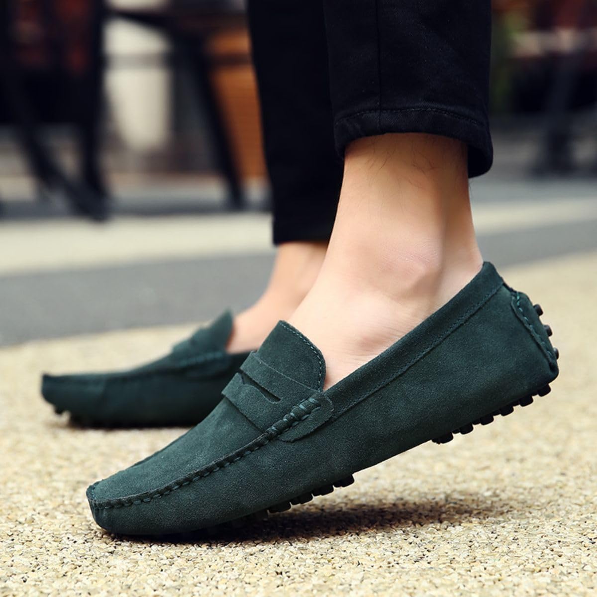 Hombres Elegante Hebilla Mocasines Comodidad Ante Zapatos de Conducir Estiloso Pantuflas Holgazanes Slip On Verano Plano Cuero Zapatos de Conducción 38-49 EU