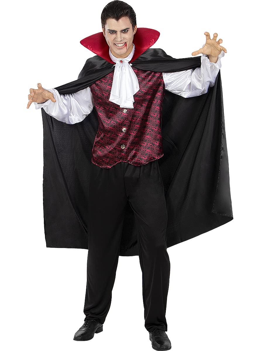 Funidelia | Disfraz de Conde Drácula para hombre Halloween, Terror, Dracula, Vampire - Disfraz para adultos y divertidos accesorios para Fiestas, Carnaval y Halloween - Negro