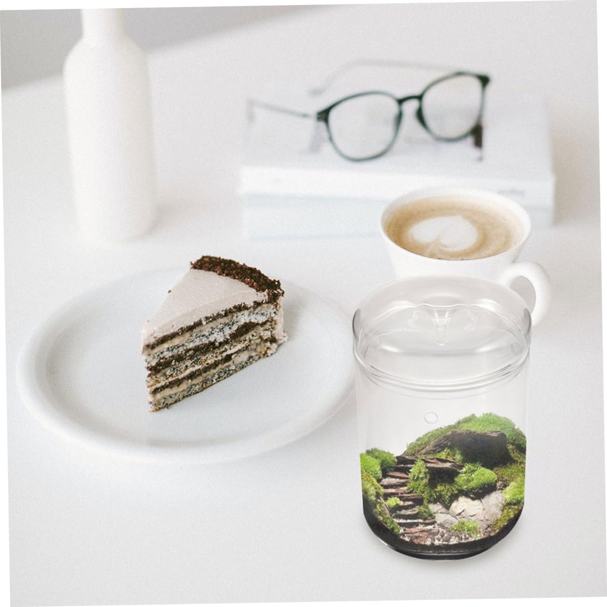 DECHOUS Terrario in Vetro per Ecosistema di Muschio, Vaso Decorativo Leggero e Resistente, per Scrivania e Soggiorno, per Piante e Fiori