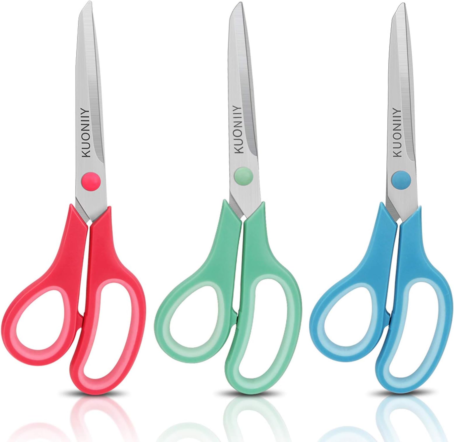 Scissors 8 Inch Soft Comfort-Grip Handles Sharp Blades, Set of 3