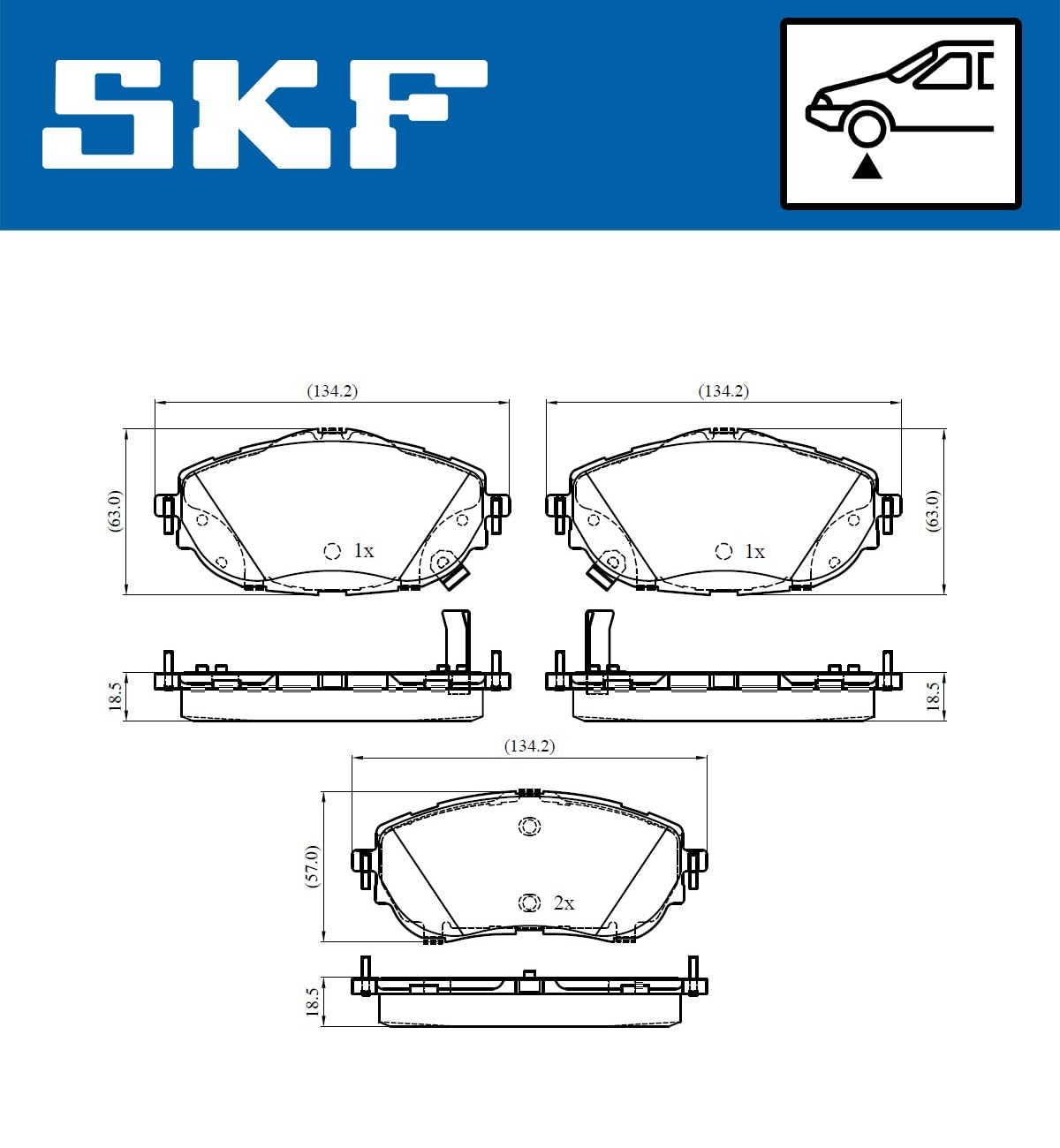 SKF Fren Balatası Ön Toyota Auris 1.2 15-18, 1.3-1.6 12-18, 1.8 Hybrid 12-18, 1.4 D-4D 12-18, 1.6 D4-D 15-18 Vkbp 80429A - Vkbp 80429 A