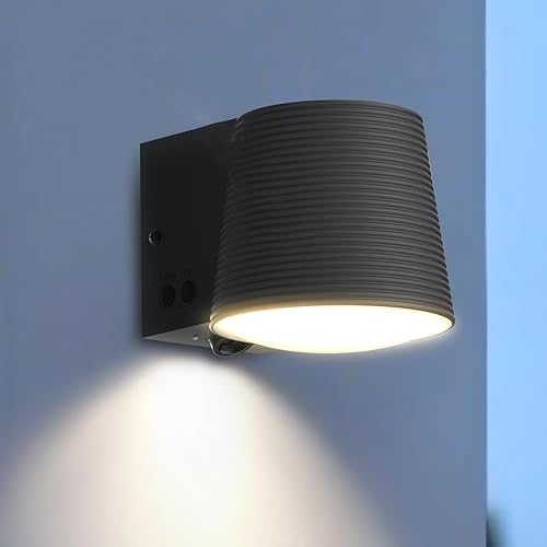 Luz de porche para exteriores, carga híbrida (CAsolar), luces de aplique para exteriores, 3 CCT, sensor de movimiento PIR, 1000 lm regulable para