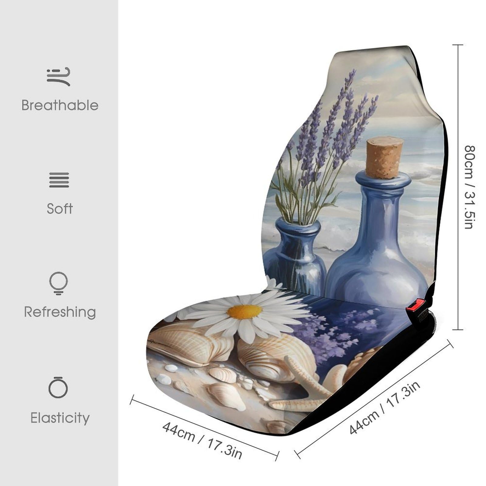 Beach Ocean Flower Starfish Car Seat Covers Universal Car Front Seats Protector Auto Interior Accessories 1PCS