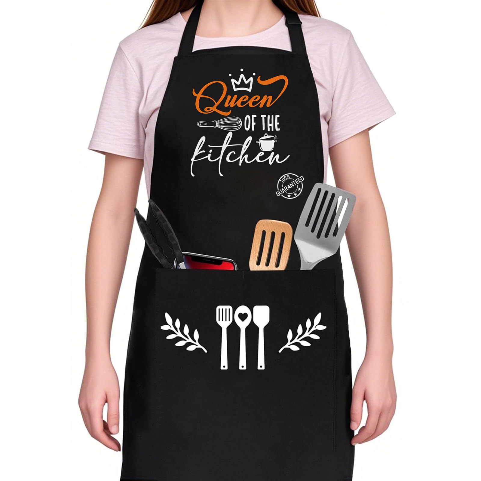 Funny Aprons for Women Cooking Apron with Pockets, Kitchen Baking BBQ Chef Bib Aprons, Birthday Christmas Housewarming Mother's Day Gifts Thanksgiving Gift for Wife Mom Sister Aunt Grandma Girlfriend