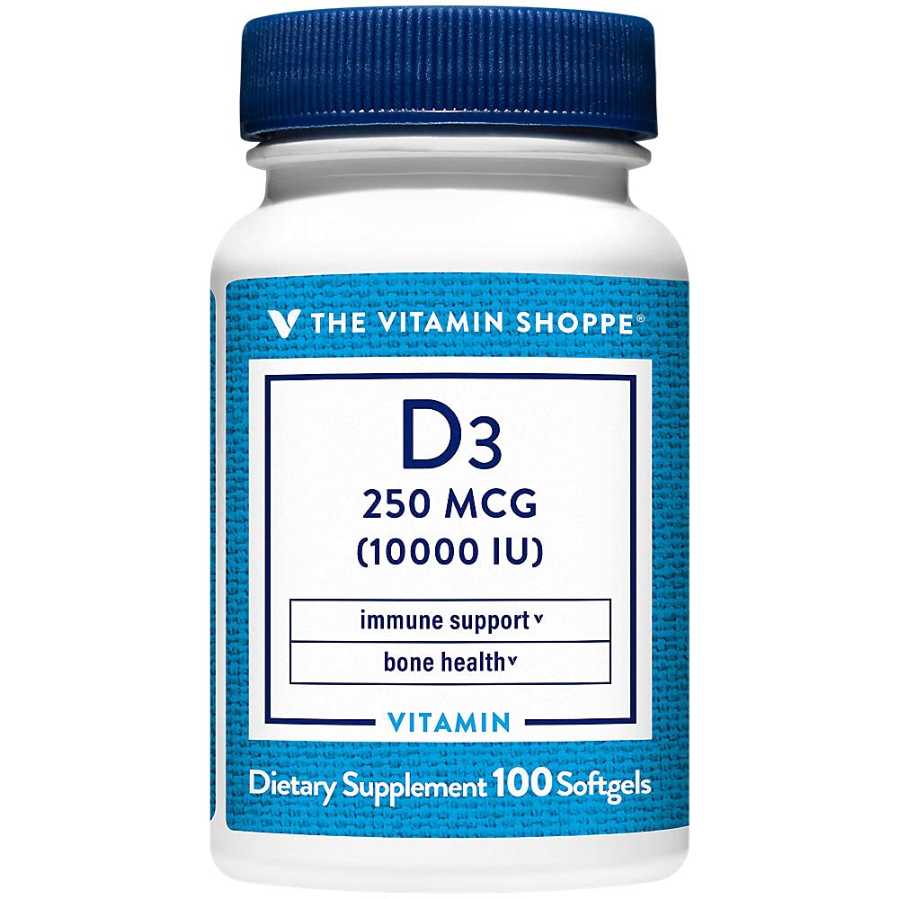 The Vitamin Shoppe Brand Vitamin D3 10000 IU Supplement, 100 Softgels