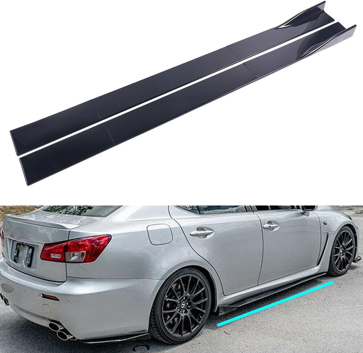 Side Skirts Extension Fit for 2003-2008 Inf1nit1 G35 Coupe Splitter Spoiler, Gloss Black