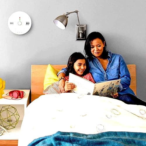 Miniatura 4 de Detector combinado de humo y monóxido de carbono, reloj despertador de advertencia de humo para viajes, hogar, dormitorio, sala de estar, automóvil,