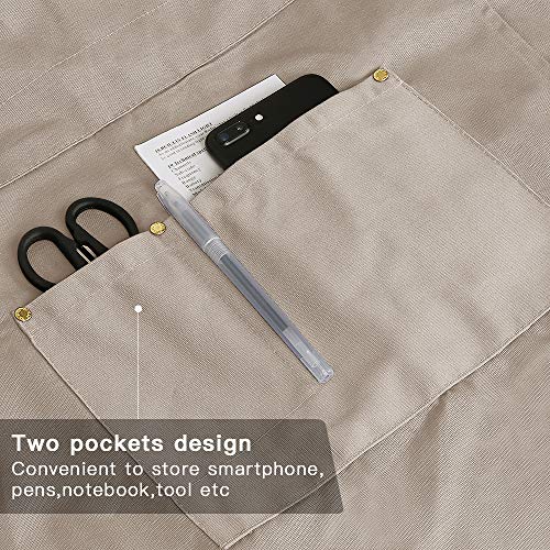 Mignongirl Crossback Apron With Pockets X2,Split Apron With Adjustable Straps,M-Xxl (Beige) #TOP1