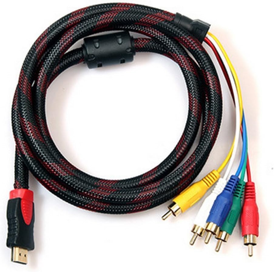 Kouelt HDMI to RCA Cable, 5Ft 1.5M HDMI Type A Male to 5RCA Male Plug Video Audio Cale Converter Adapter Cable/For HDTV DVD and Most LCD Projectors