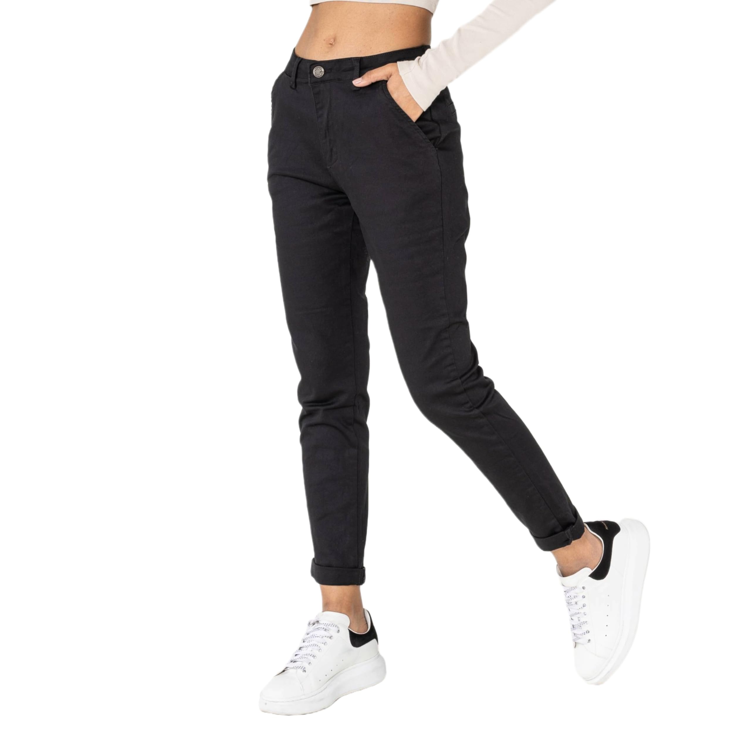 Nina Carter J250 damskie spodnie chinosy, wygodne, średnia wysokość stanu, slim fit, spodnie bawełniane – stylowe spodnie na co dzień