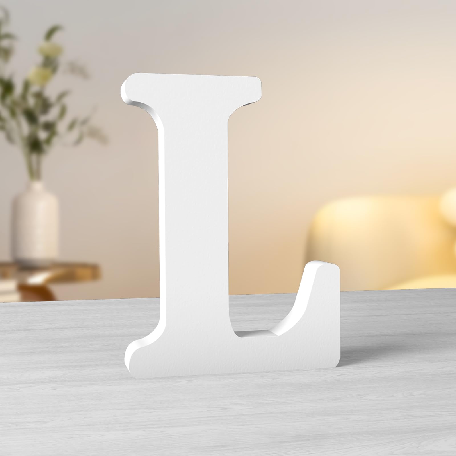 Aruatu 8 Inch White Wood Letters Unfinished Wood Letters for Wall Decor Decorative Standing Letters Large Letters for wall Decoration for Craft Home Party Projects (L)