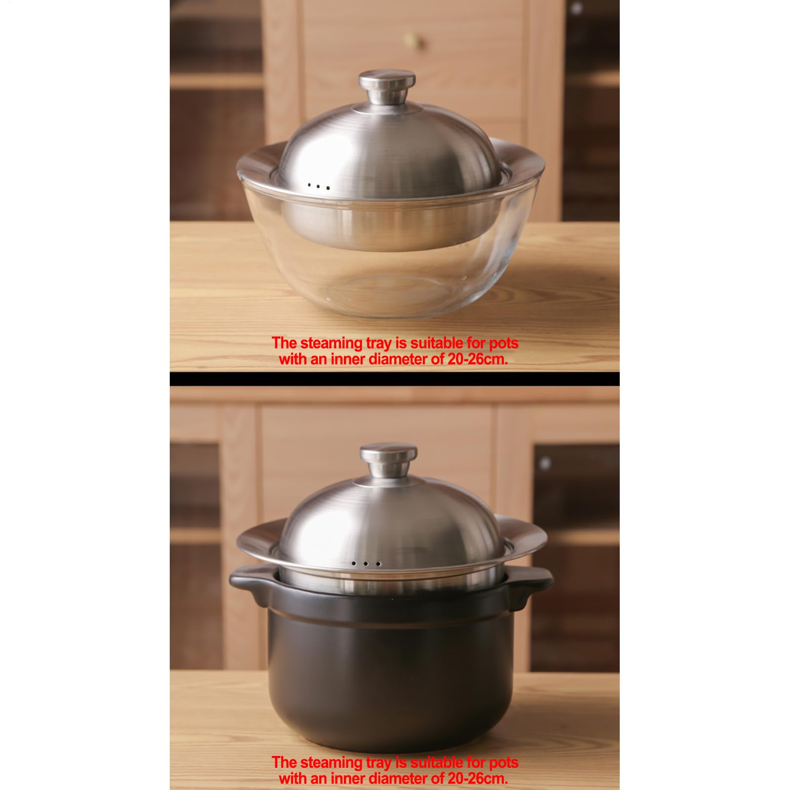 Taca Parowa Z Pokrywką Do Gotowania Na Parze Równomierne Nagrzewanie Sito | Wkład Do Parownika Domowego do Owoców Morza, Mięsa, Ryb, Makaronu, Kraba, Brokułów, Małży,
