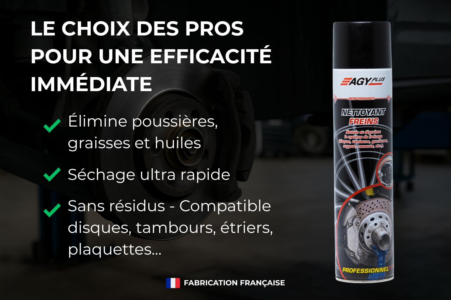 Nettoyant Freins AGY Plus - Lot 12 x 600ML - Jet Surpuissant - Séchage Rapide - Fabrication Française