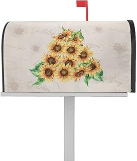Mailbox Cover Magnetic Watercolor Sunflower Plant Mailbox Covers Standard Size 21x18in,Mailbox Covers Wrap Post Letter Box Cover for Garden Yard Outdoor Decor Vintage Flower Pattern