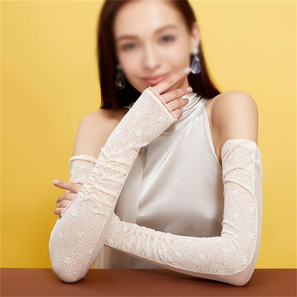 HBJWOV Arm Guard Ice Silk Gloves Women's Long Driving and Cycling Thin Sleeves Ice Sleeves(Black)