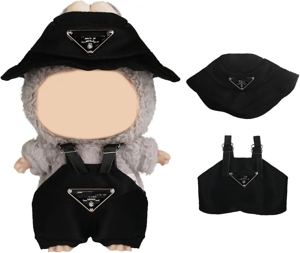 Clothes for 17 cm Doll Clothes/Outfit（no Doll），2 Piece Set Hat Clothing，Cute and Premium Dolls Outfit Accessories(Blcak)