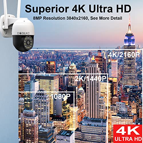 Dosilkc 4K 8Mp Security Cameras Outdoor, 360° Ptz Outdoor Camera Auto Tracking, Starlight Color Night Vision Cameras For Home Security, Wifi Ip Surveillance Camera With 2-Way Talk, Motion Detection #TOP1