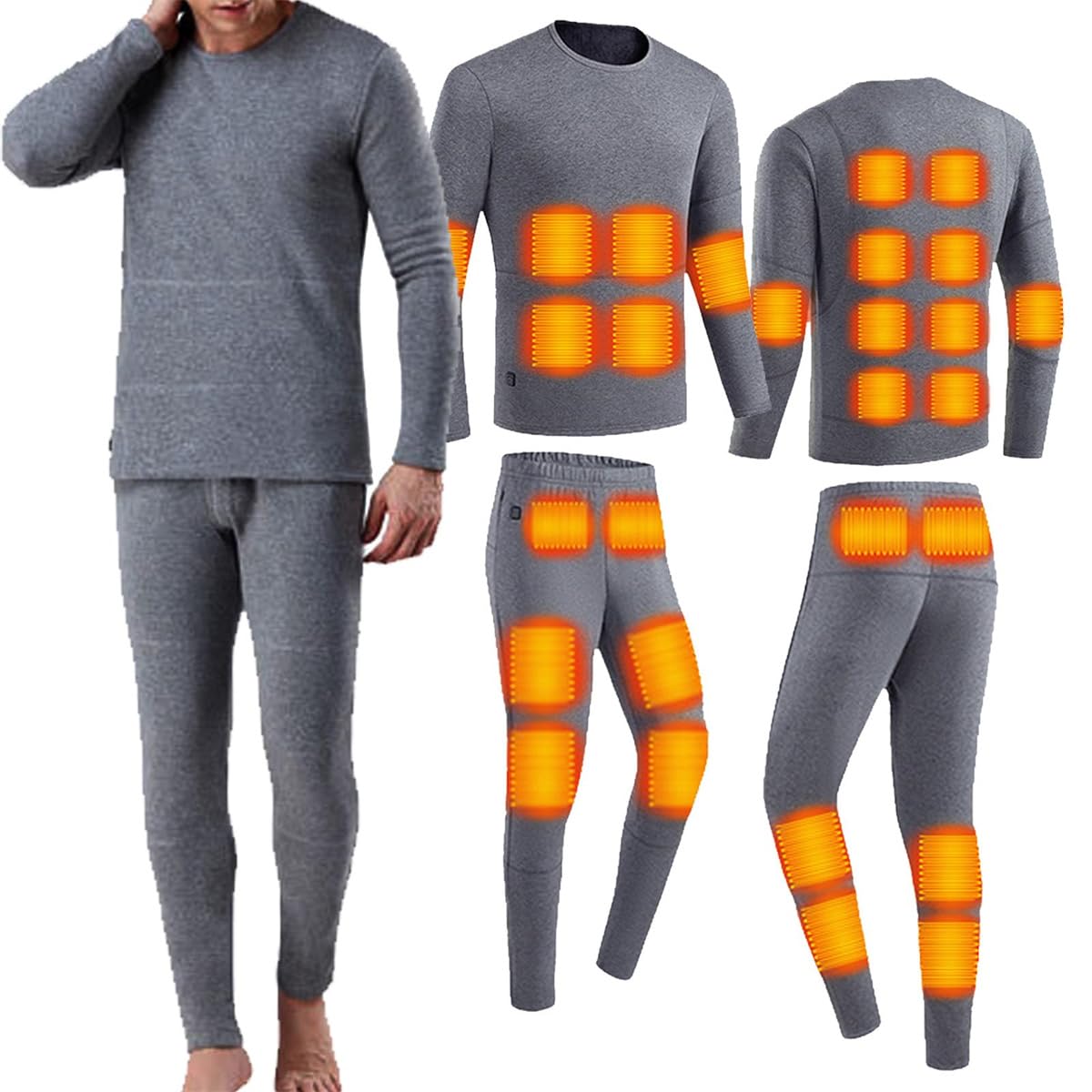 Completo Intimo Termico da Uomo con 28 Zone riscaldanti, Biancheria Intima elettrica Calda Lavabile a 3 velocità