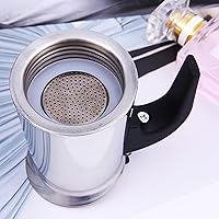Vista 7 de Cafetera eléctrica para 6 tazas, cafetera de acero inoxidable, cafetera para café expreso, cafetera moka para café clásico italiano y cubano