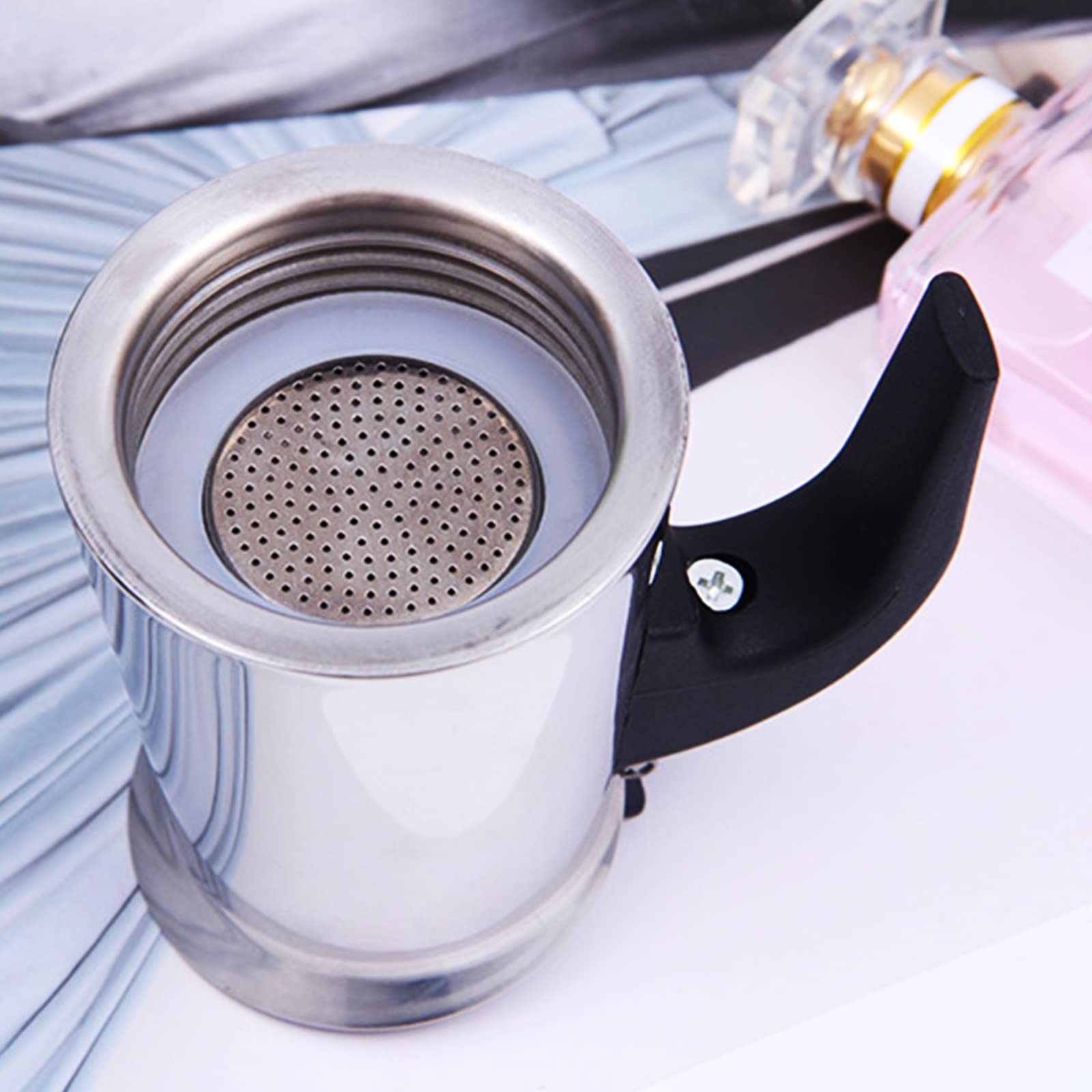 Cafetière classique en acier inoxydable avec cuisinière électrique, fonction de réglage de la température, moka pour cuisines privées, petits cafés et coins du café (6 tasses, 300 ml)