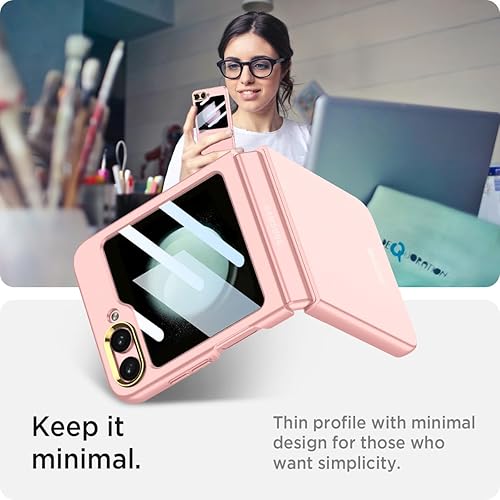 Miniatura 5 de Miimall Funda para Samsung Galaxy Z Flip 5 con protector de pantalla, ultra delgada textura táctil de piel de alta transparencia, protector de