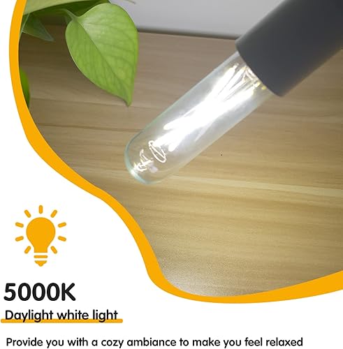 Miniatura 2 de Bombilla LED T10 regulable luz blanca diurna 5000K, bombillas LED tubulares de 2 W equivalentes a 25 vatios, 200 lm, bombilla de base media E26 para