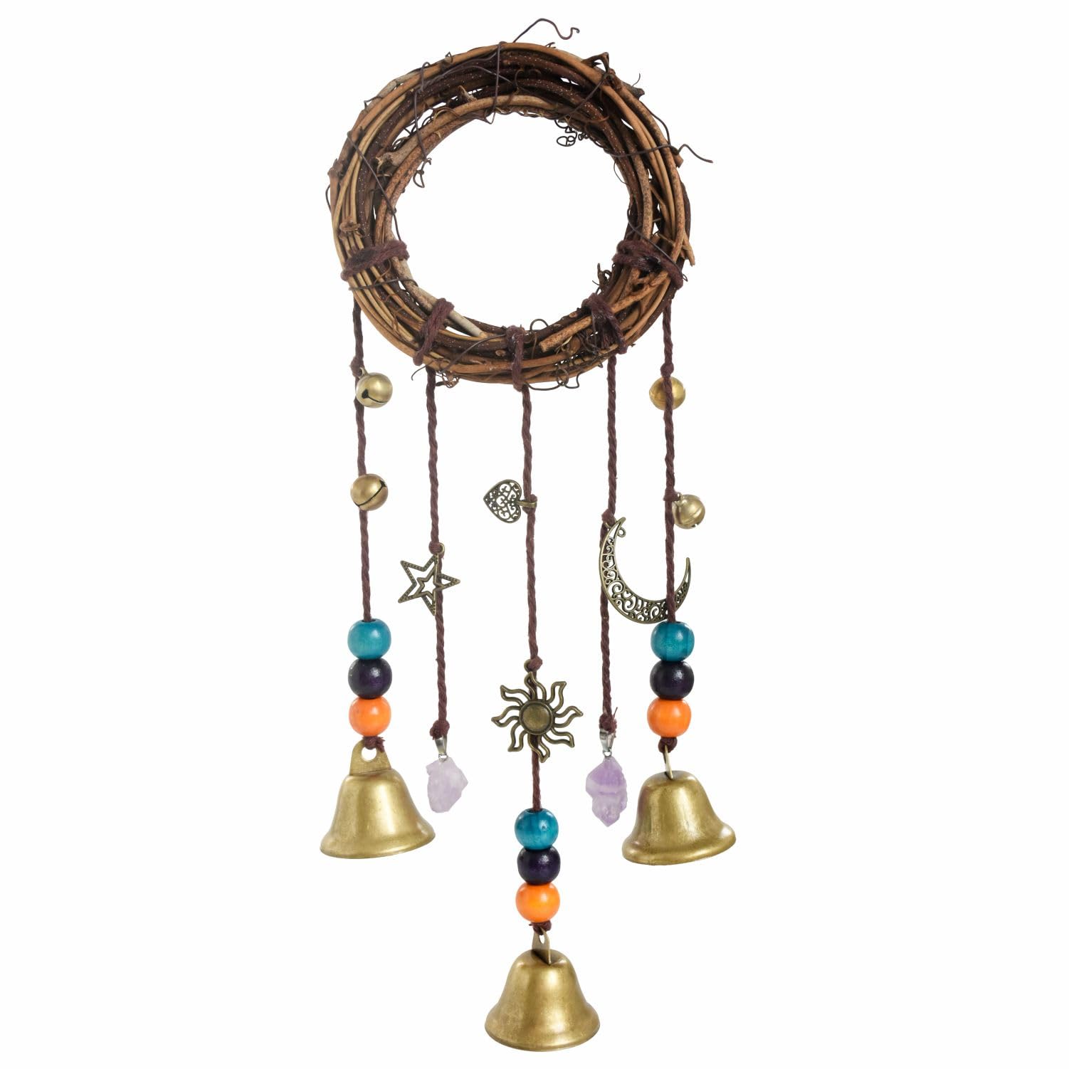 Witch Bells for Door Protection - Handmade Witch Bells for Warding Off Negative Energy & Bringing Good Luck - Vintage Witches Bells Hang on Door, Door Knob, Wall, and Any Sacred Space (Amethyst)