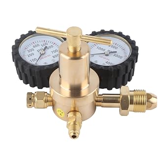 Professional Nitrogen Gas Regulator with Dual Gauge 0-800 PSI   CGA580 Inlet High Flow Pressure Regulator for Industrial & Lab Use