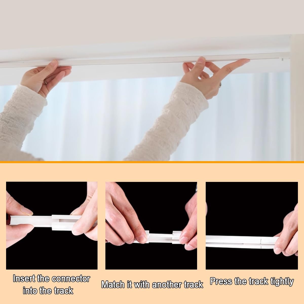 Gardinenstange Selbstklebend ohne Bohren - 50-500cm Verstellbare Wandschiene für Mieter inklusive Clips & Haken, Weiß, ideal für Camper & Markisen (250cm/8.2ft)