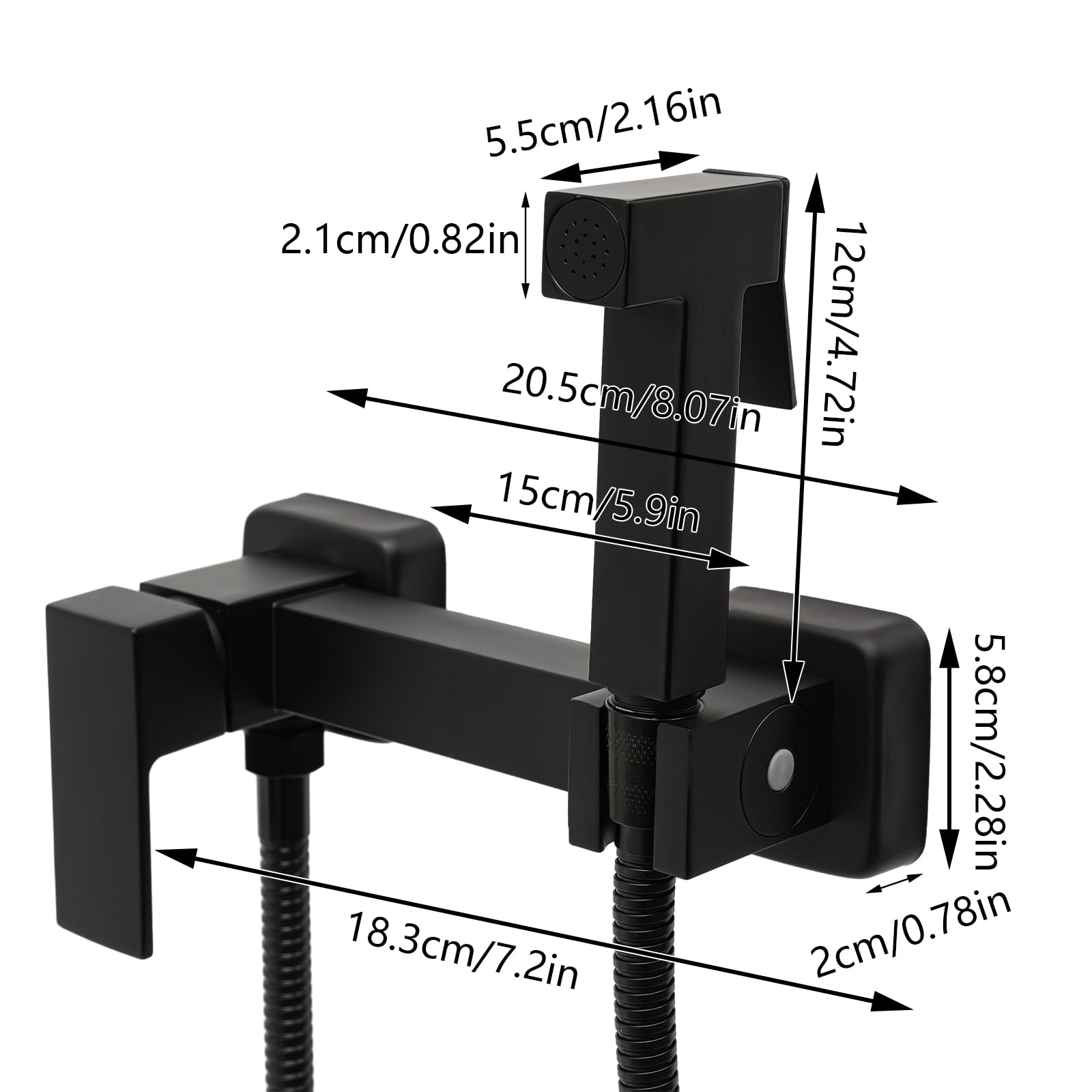 Bidet - Spruzzatore per WC, bidet, doccetta per bidet, per acqua calda e fredda, colore nero