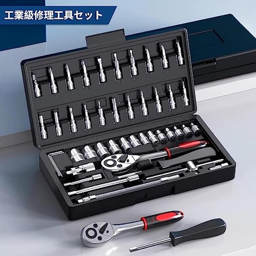 Amazon | ソケットレンチ ラチェットレンチ 工具セット 差込角6.3㎜(1