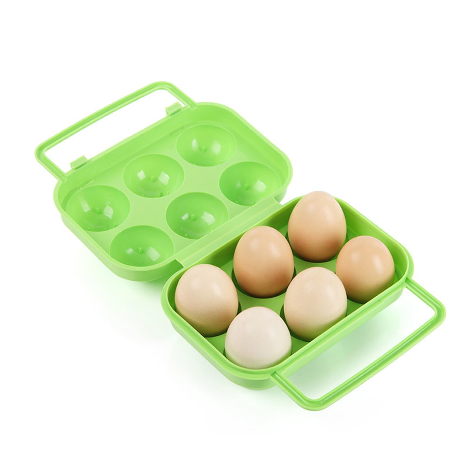 Brilliantday Green Egg Holder Storage, 6 Girds Egg Storage Fridge, Plastic Egg Storage Container Box, Leakproof Shockproof Protection, Portable Egg Tray Carriage For Camping Picnic Kitchen Refrigerator Outdoor